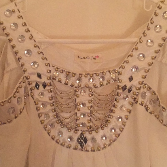 White Flowy Jewel Dress - Picture 3 of 3